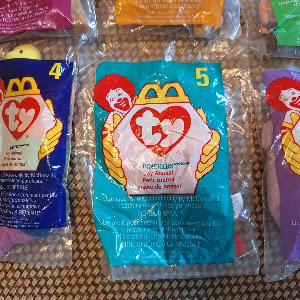 TY 90's Beanie Babies McDonald's Collectible Set 1-6 Unopened Bags